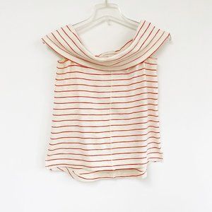 Lou & Grey White Red Stripe Drape Tank XS